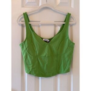 Castro Bright Green Corset Style Cropped Tank Bustier Top NWT Size L